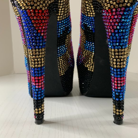 Steve Madden Platform Studded Rhinestone Colorful Heels - Picture 6 of 8